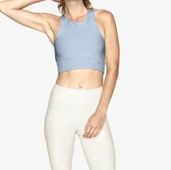 Outdoor Voices Smokey Blue Slashback Activewear Crop Top Sports Bra - Picture 6 of 7